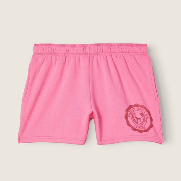 VS Pink 2 Piece SET Foldover Waist Shorts & Black RAINBOW Gradient Racerback Tee - Picture 6 of 10